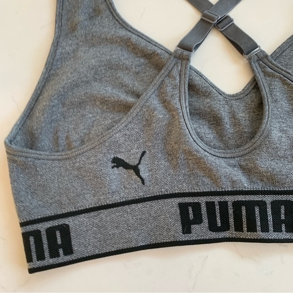 Women's PUMA Solstice Seamless Low Supports Sports Bra Sz Large Gray Black - Picture 3 of 9